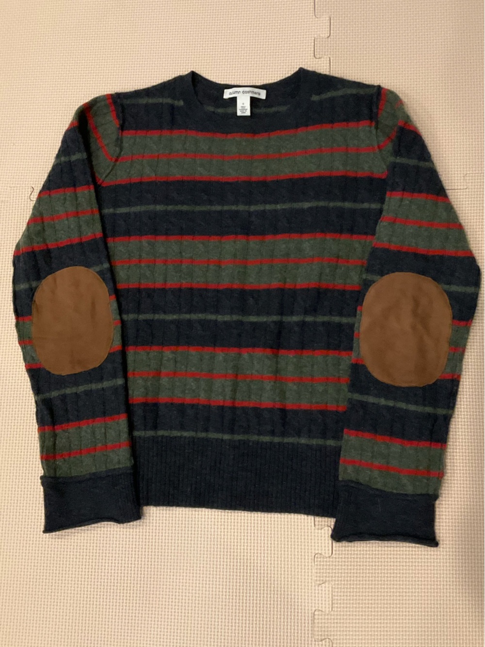 Autumn Cashmere Striped 100% Cashmere Lambskin Elbow Patches Small - AS-IS
